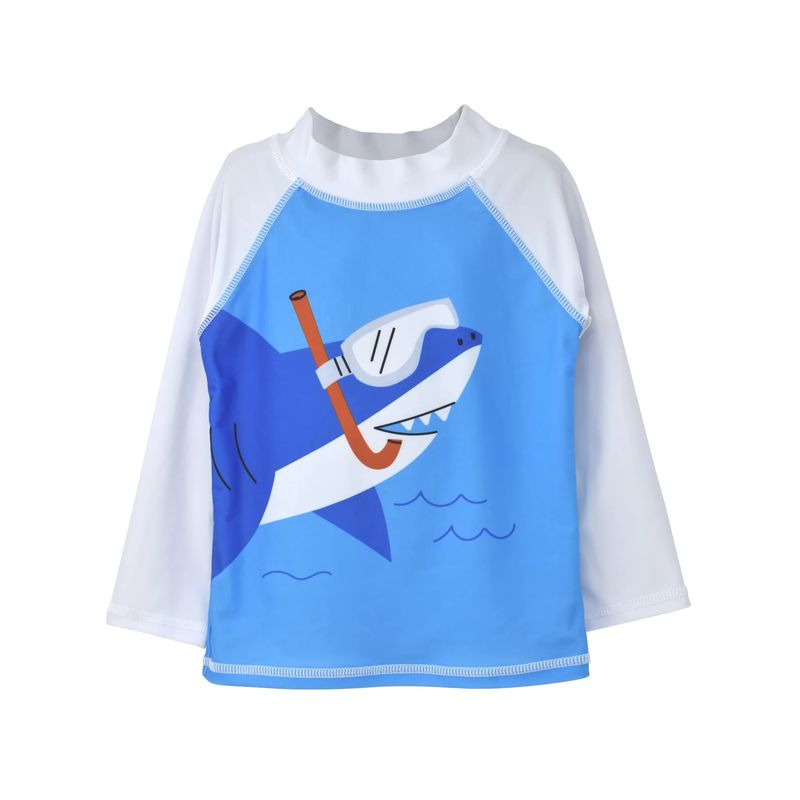 Snorkeling Sharks Graphic Rash Guard Swim Top