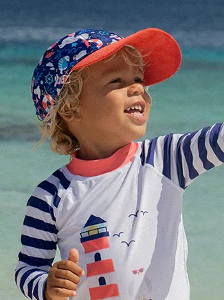 Seagull Shores Graphic Rash Guard Swim Top