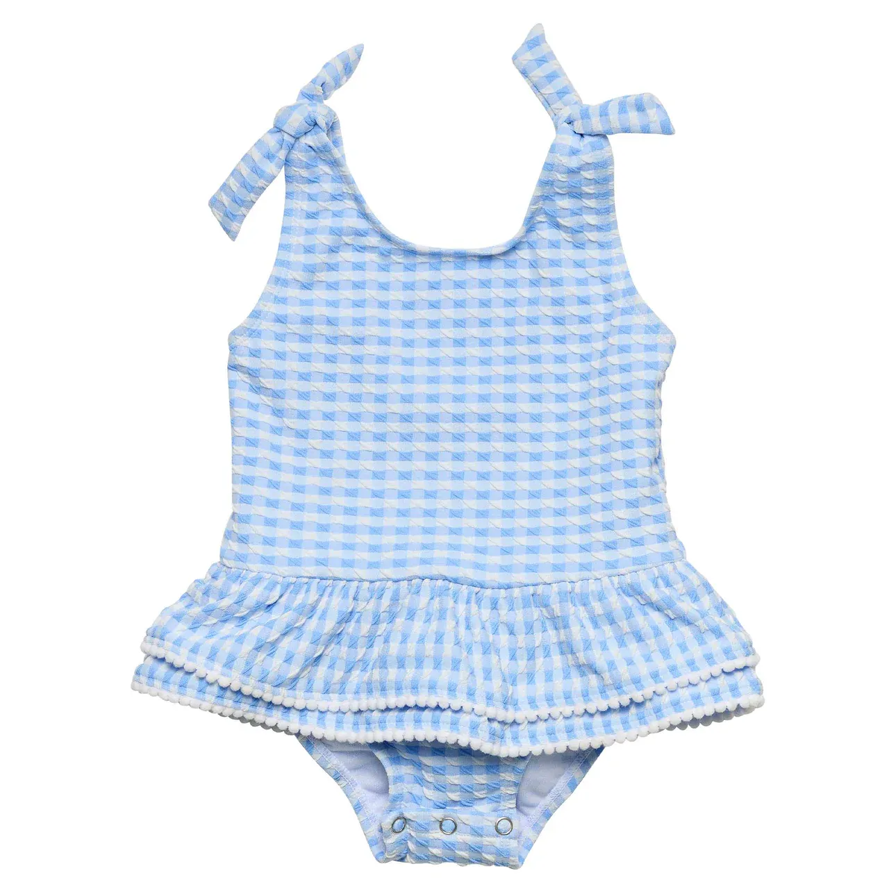 Seaside Blue Gingham Skirt Swimsuit