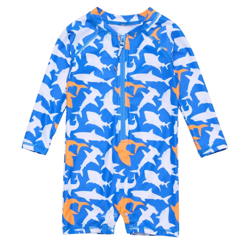 Shark Squad Long-sleeve Sunsuit