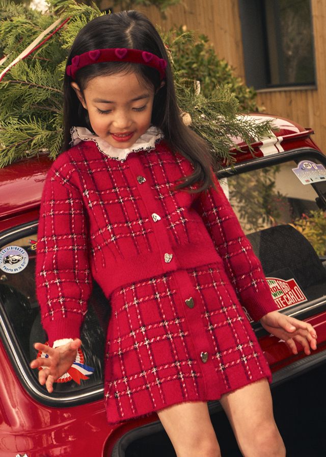 Red Tricot Skirt Set