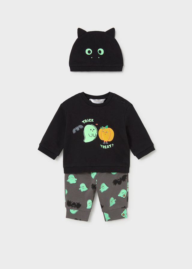 Black 3-pc Patterned Tracksuit
