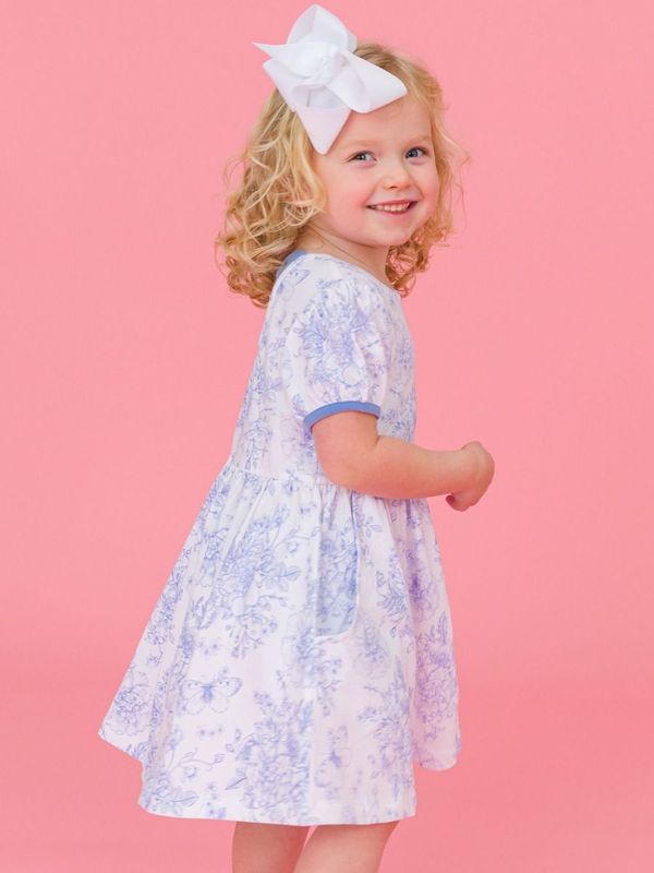 Periwinkle Blue Butterfly Garden Twirl Dress