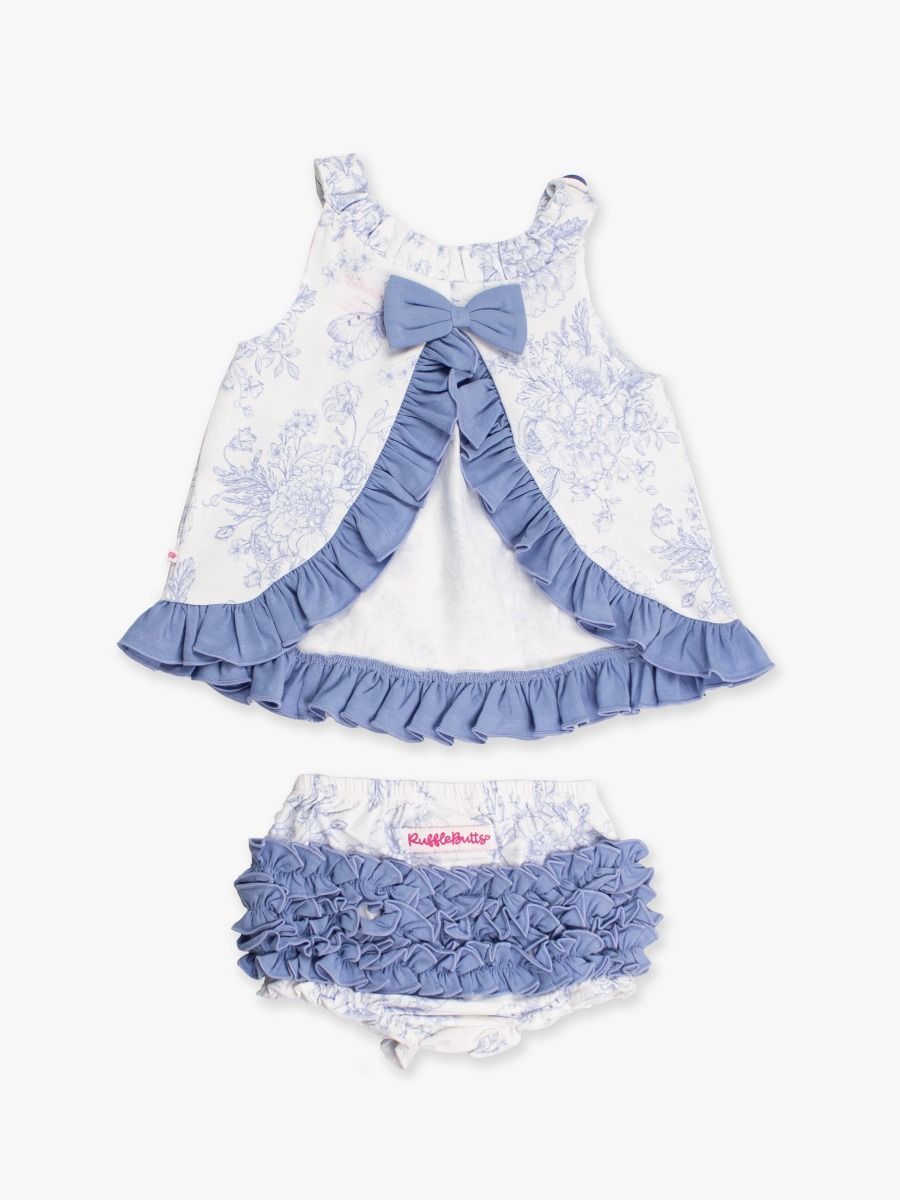 Periwinkle Blue Butterfly Garden Toile Swing Top Set