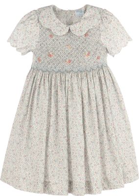 Blue Fall Blossom Smock Dress