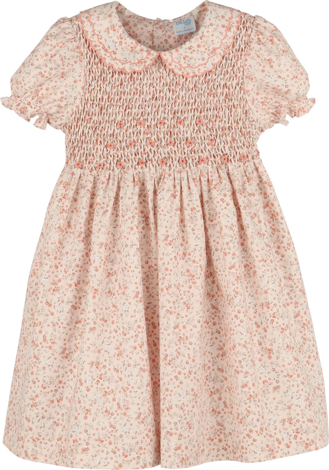 Orange Honeycomb Smock Dress