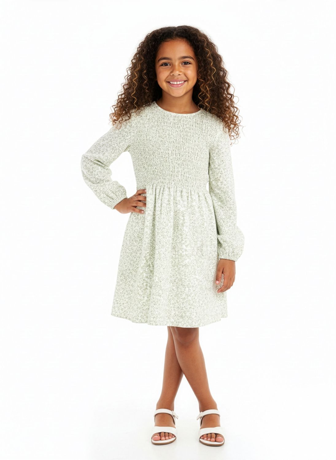 The Sophie Shirred Dress Green