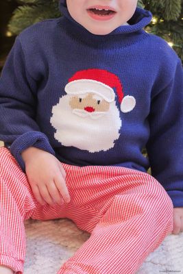 Navy Santa Rollneck Sweater