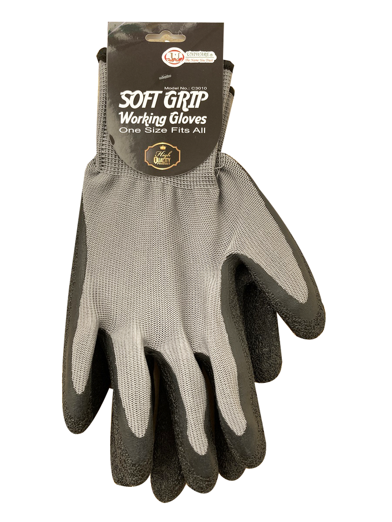 90g Black Latex Palm Coated Gloves w. Hang Tag