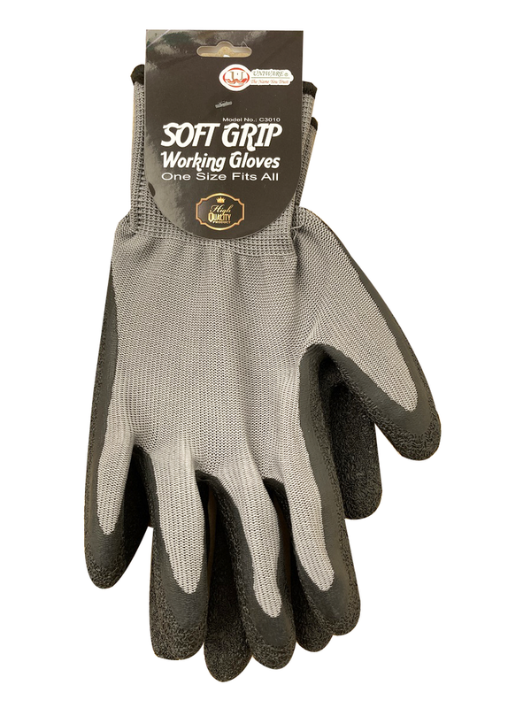 90g Black Latex Palm Coated Gloves w. Hang Tag