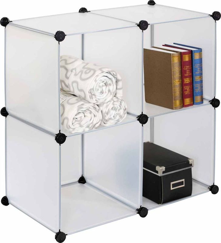 4 White 13.8" Plastic Cubic Storage Set