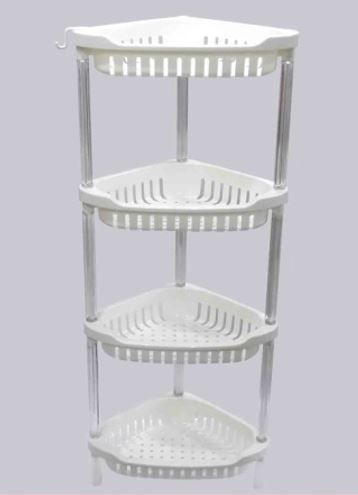 34.4 x 13" x 9" 4 Layer Off White Plastic Corner Shelf
