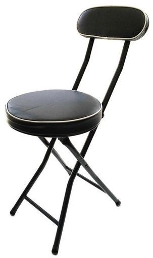 PVC Folding Stool with Cushion (Black or Blue)