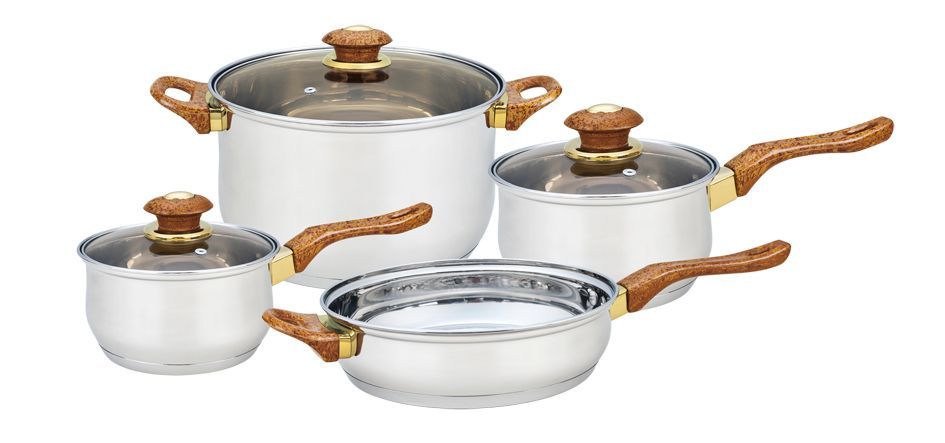 7 Pieces Saintless Steel Cookware Set with Glass Lids74