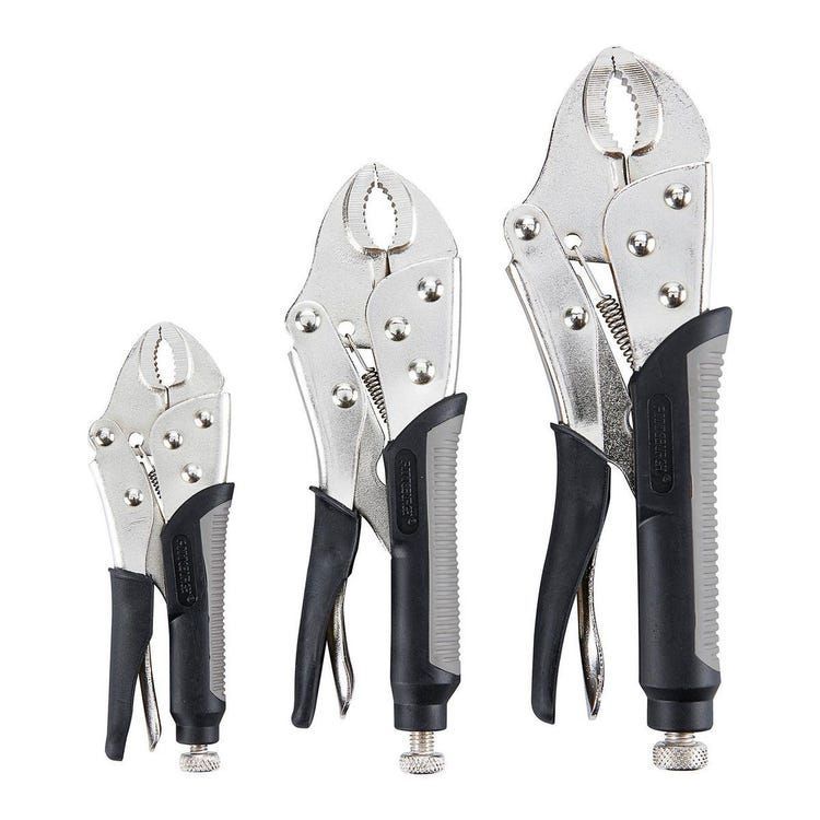 PITTSBURGH Curved Jaw Locking Pliers Set, 3-Pieces