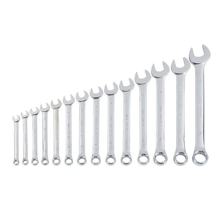 PITTSBURGH Fully Polished Metric Combination Wrench Set, 14-Pieces
