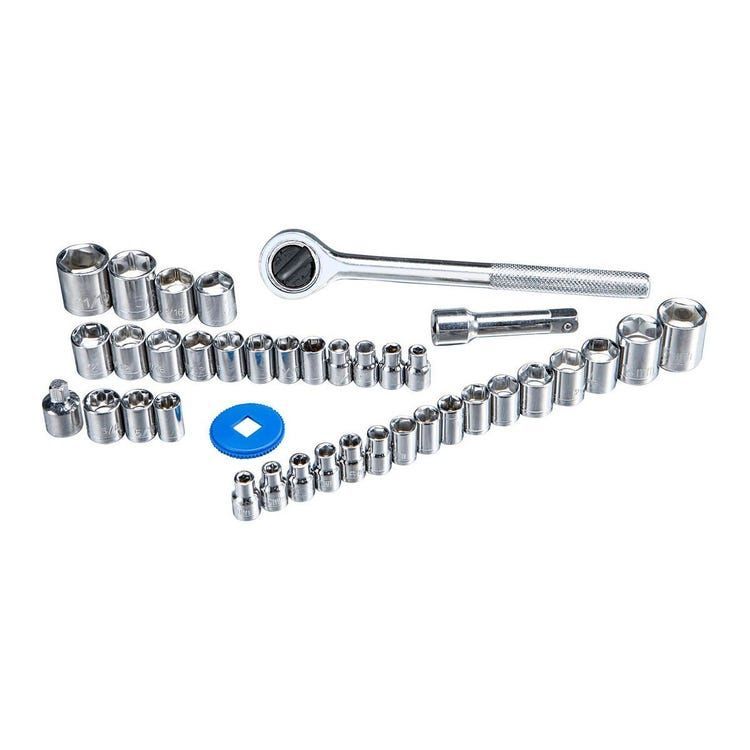 PITTSBURGH 3/8 in., 1/4 in. Drive SAE and Metric Socket Set, 40-Pieces
