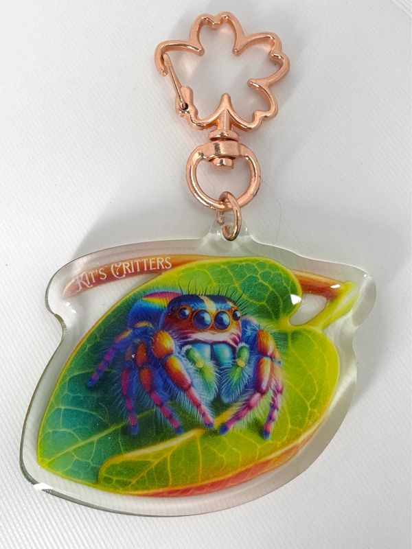 Leaf Jumping Spider Keychain 2&quot;