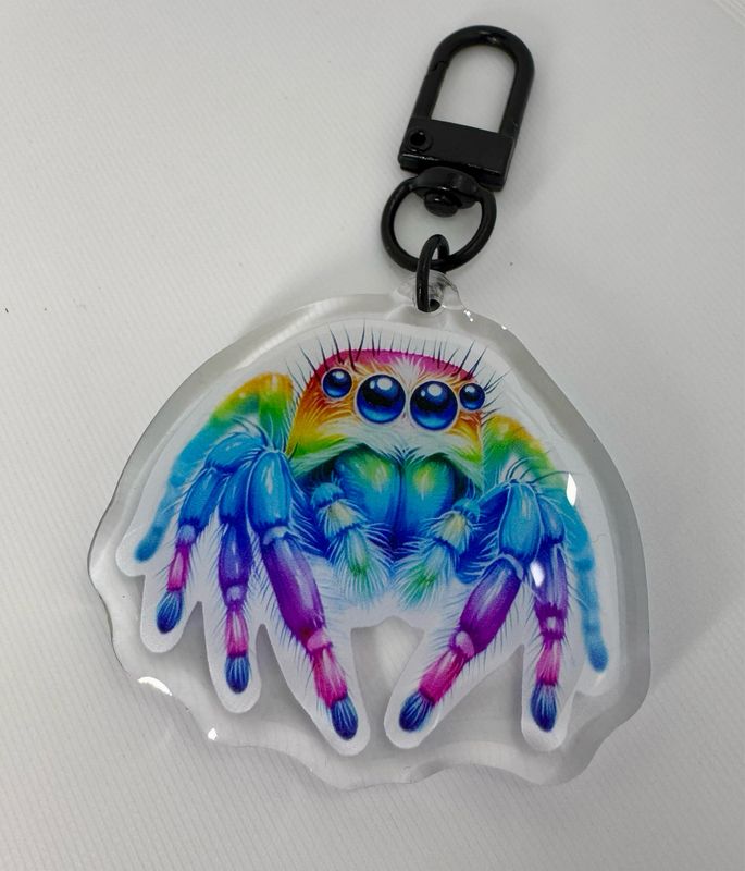 Watercolor Jumping Spider Keychain 2&quot;