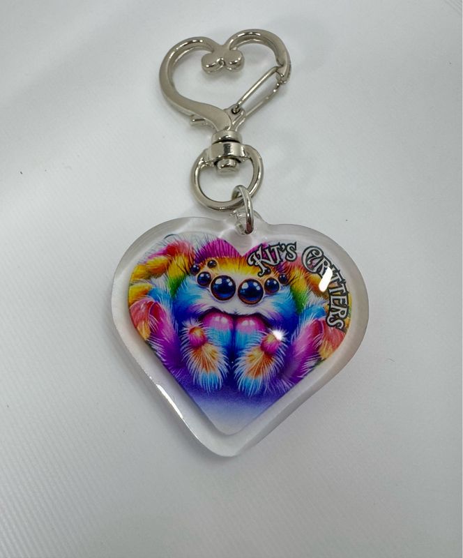 Heart Jumping Spider Keychain 1.5&quot;