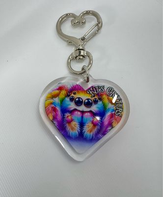 Heart Jumping Spider Keychain 1.5&quot;