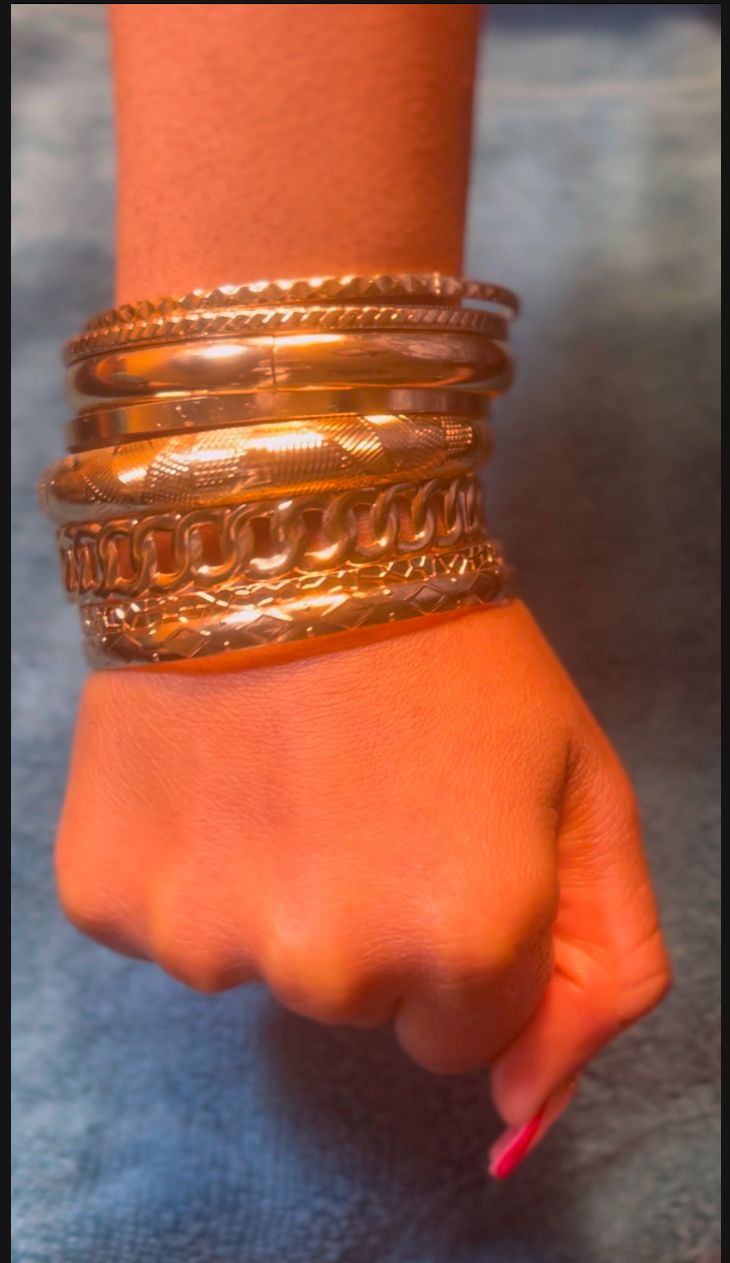 Copper Gold Bangles (10 piece )
