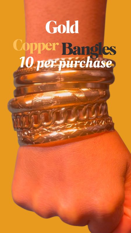 Copper Gold Bangles (10 piece )