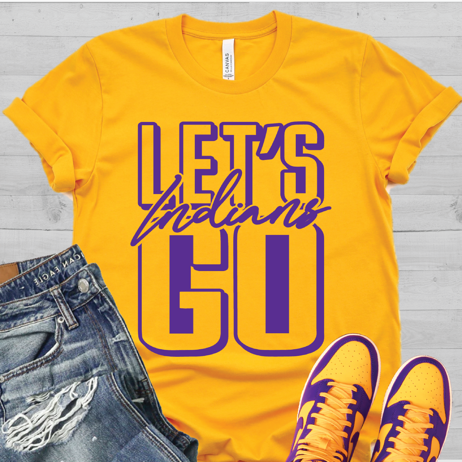 Let&#39;s Go Indians Youth-Adult Sizes