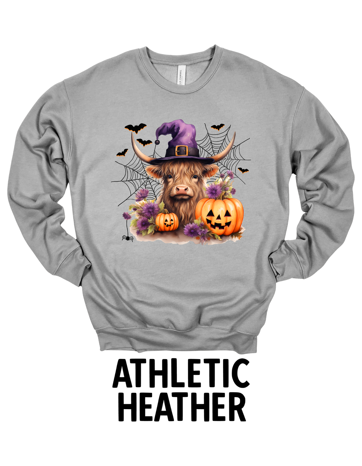 Highland Cow Witch Bella + Canvas Sweatshirt Youth-Adult Sizes