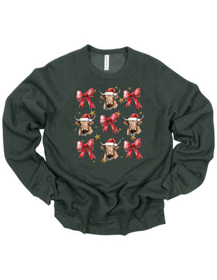 Higland Cows &amp; Bows Bella + Canvas Youth Sizes Only