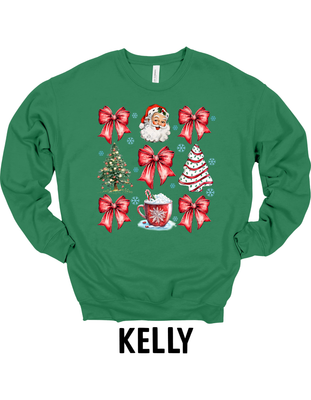 Santa Bows Bella + Canvas Adult Sizes Only