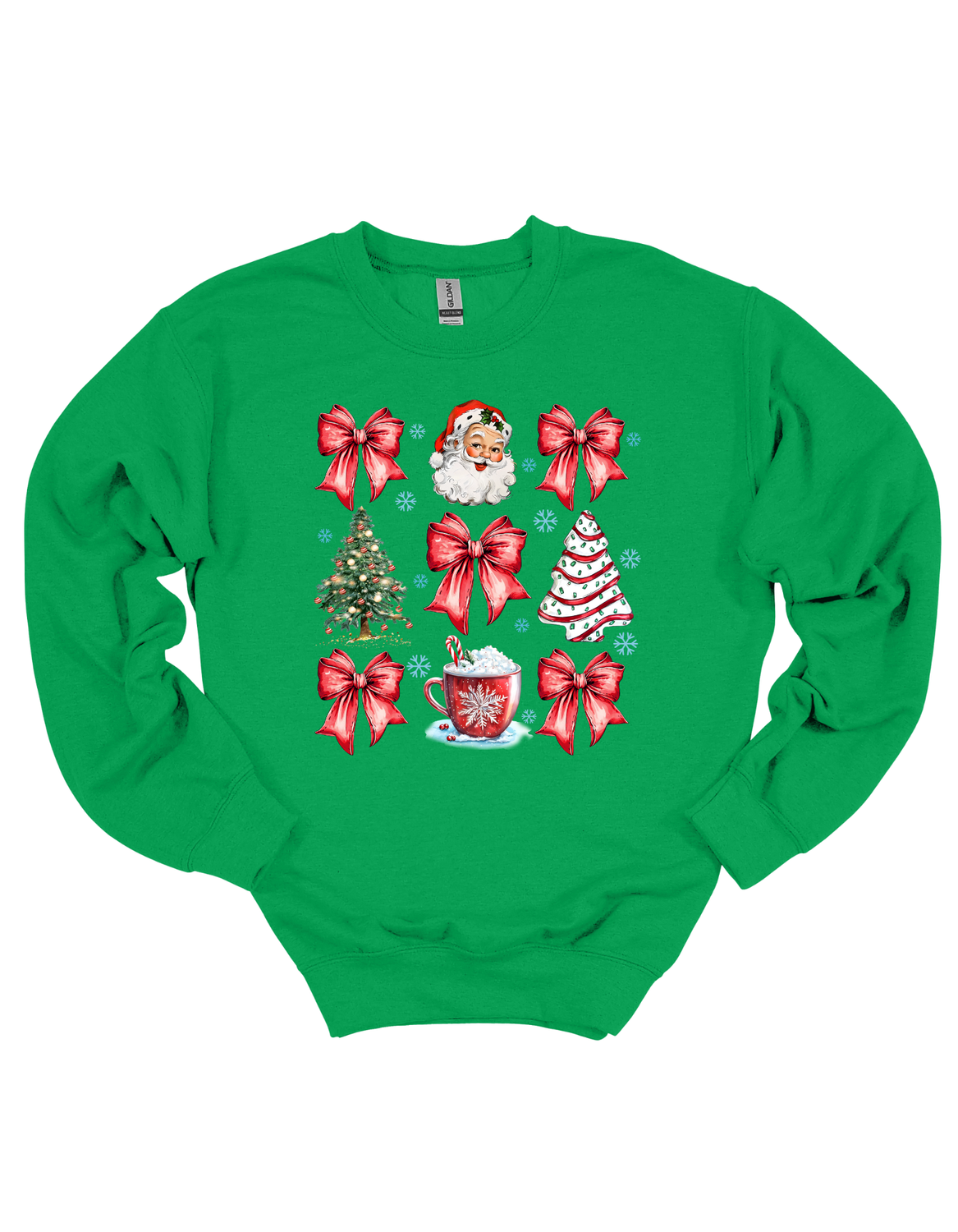 Santa Bows &amp; Tree Gildan Sweatshirt Adult Sizes Only