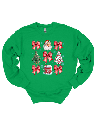 Santa Bows &amp; Tree Gildan Sweatshirt Adult Sizes Only