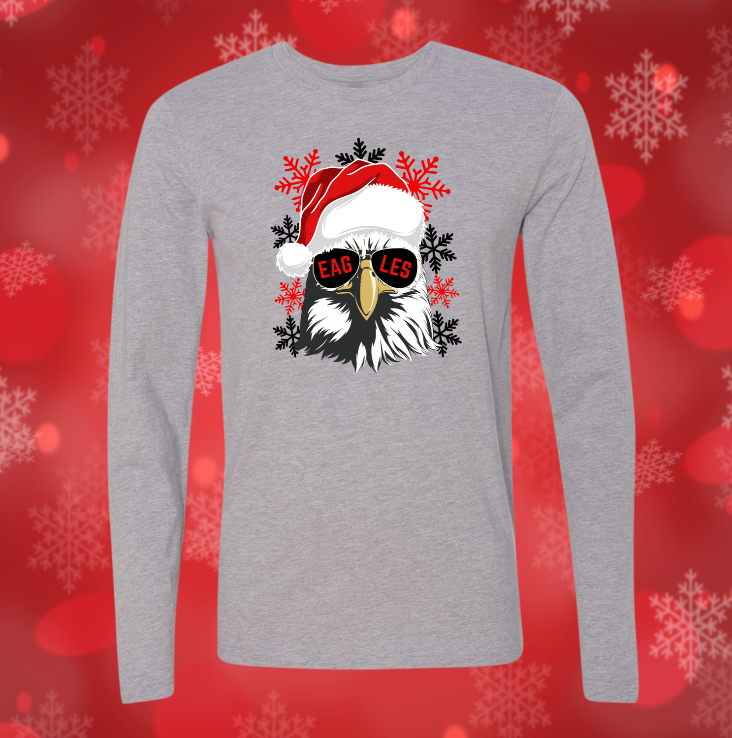 Next Level Long Sleeve Eagles Christmas Youth-Adult Sizes 2 Other Colors Available