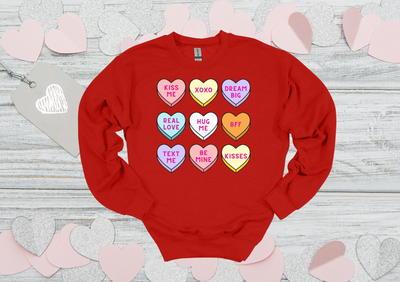 Gildan Sweatshirt &quot;Conversation Hearts&quot; Youth-Adult Sizes 2 Colors Available