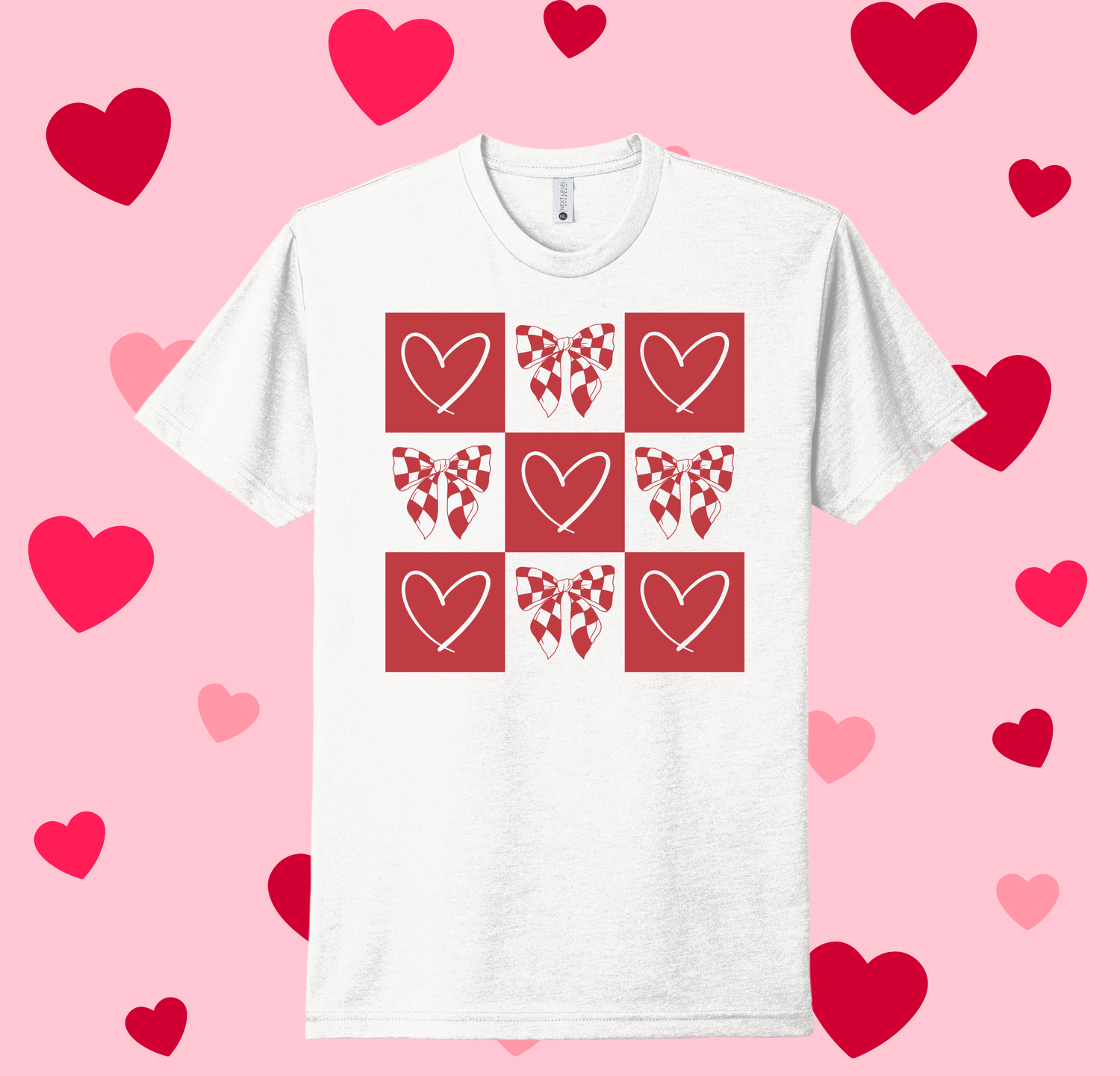 Next Level &quot;Retro Checkered Hearts&quot; Youth-Adult Sizes 2 Colors Available