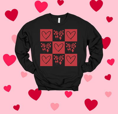 Bella Canvas Sweatshirt &quot;Retro Checkered Hearts&quot; Youth Sizes