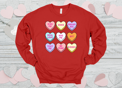 Bella Canvas Sweatshirt &quot;Conversation Hearts&quot; Youth Sizes