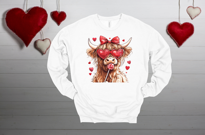 Bella Canvas Sweatshirt &quot;Highland Cow&quot; Adult Sizes 2 Colors Available