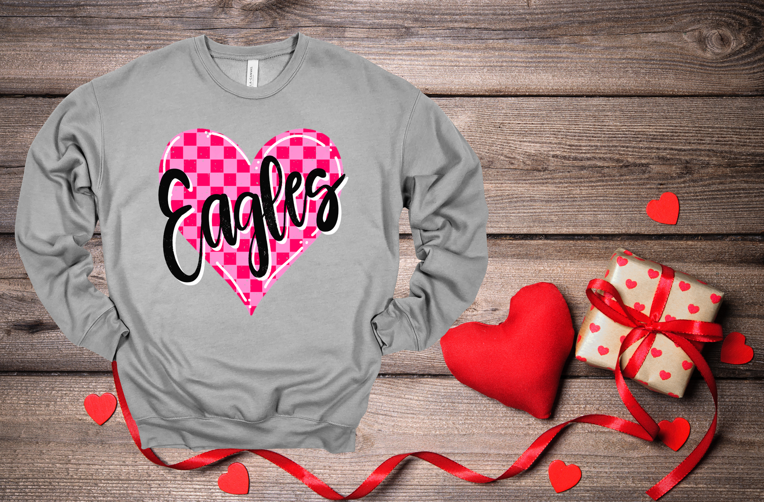 Bella Canvas Sweatshirt &quot;Valentine&#39;s Eagle&quot; Adult Sizes