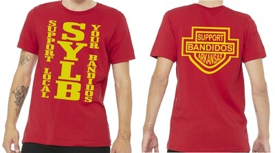 SYLB DOWN SUPPORT YOUR LOCAL BANDIDOS SHORT SLEEVE RED SHIRT