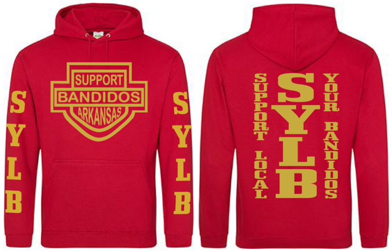 SYLB DOWN SUPPORT YOUR LOCAL BANDIDOS HOODIE RED