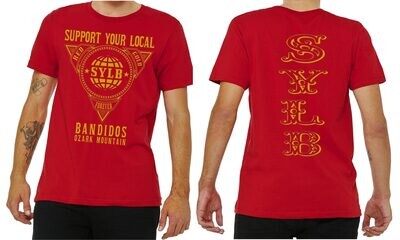 SUPPORT BANDIDOS RED AND GOLD FOREVER RED SHORT SLEEVE SHIRT