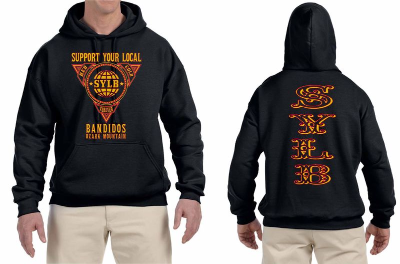 SUPPORT BANDIDOS RED AND GOLD FOREVER HOODIE BLACK