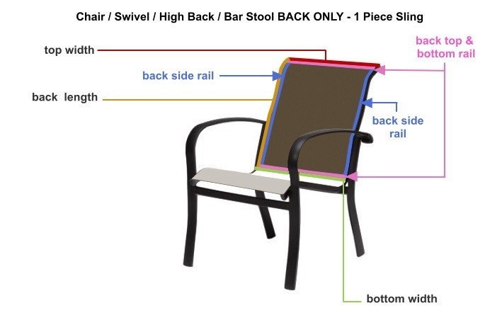 Chair / Swivel / High Back / Bar Stool BACK ONLY - 1 Piece Custom Sling
