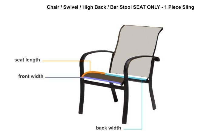 Chair / Swivel / High Back / Bar Stool SEAT ONLY - 1 Piece Custom Sling