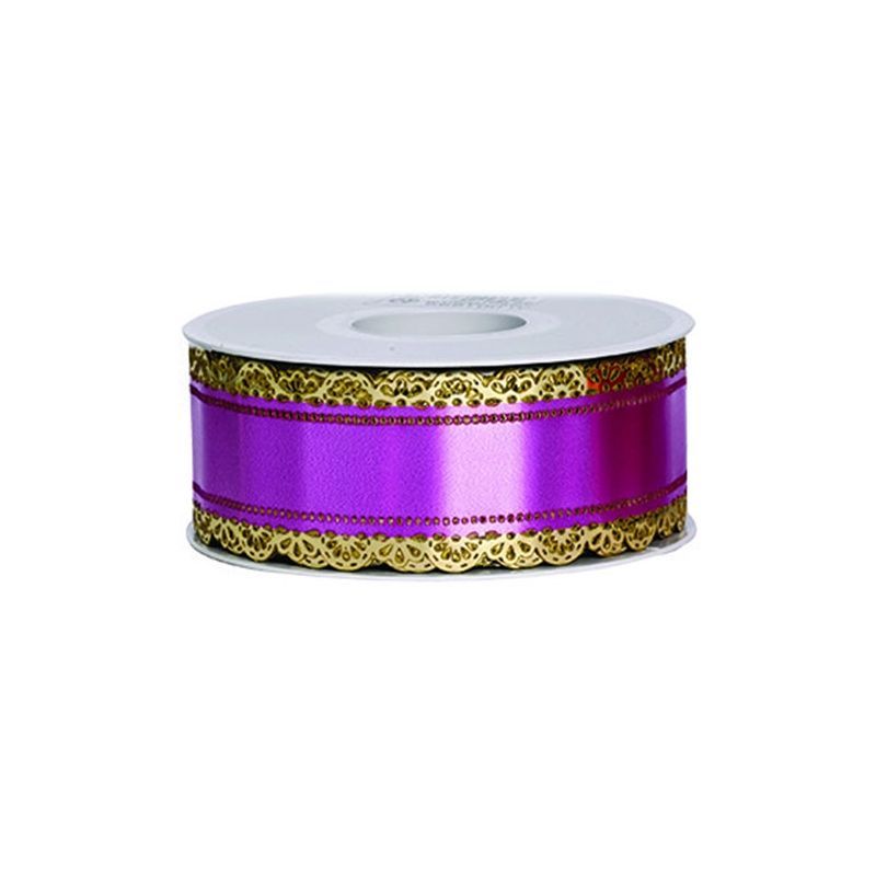 RUBAN FUSCHIA - DENTELLE OR