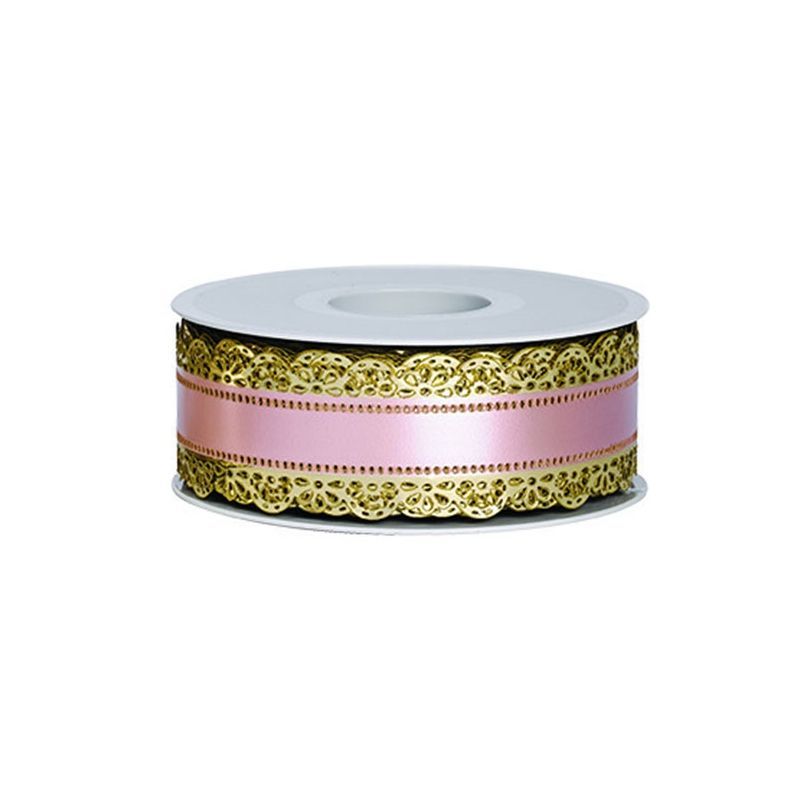 RUBAN ROSE - DENTELLE OR