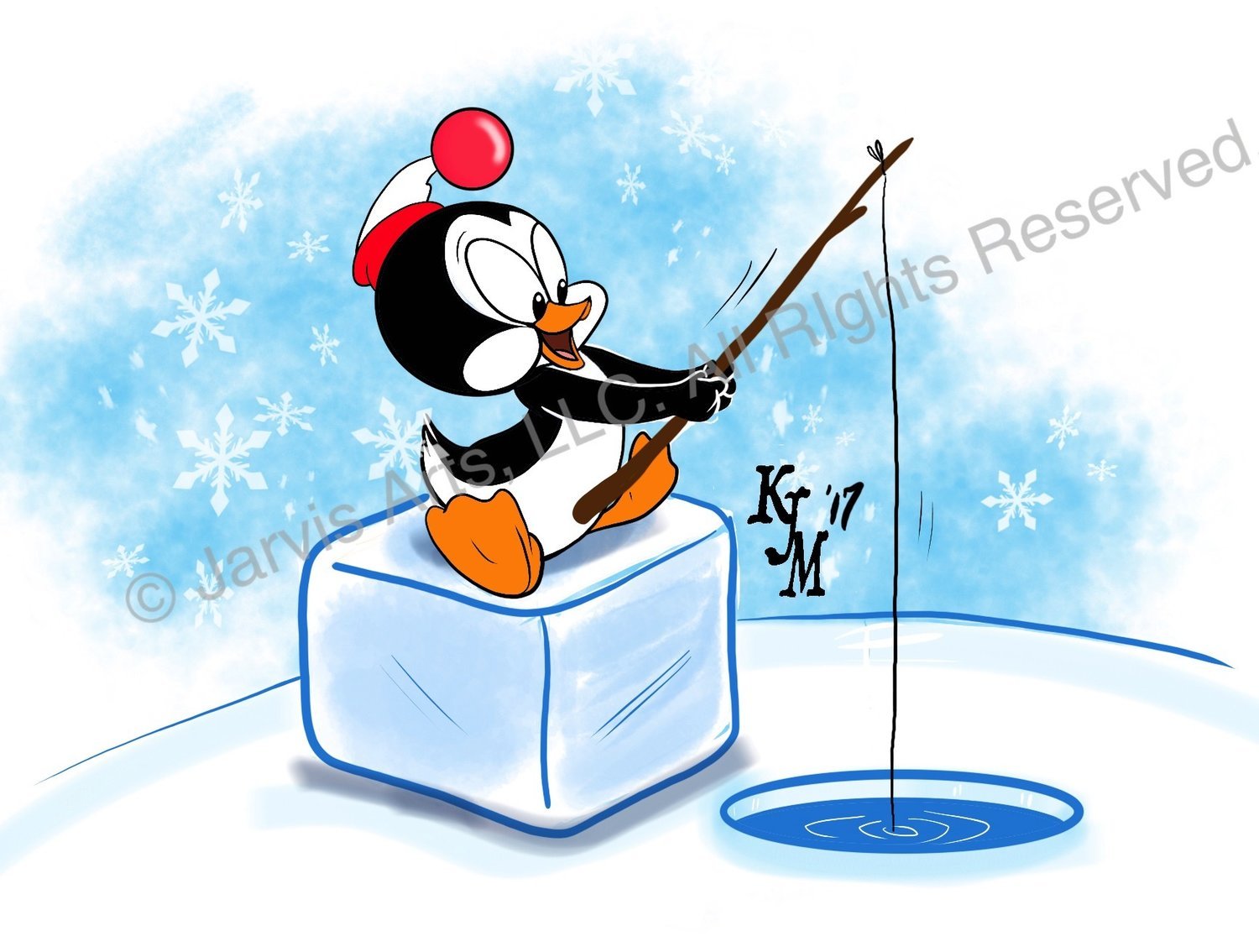 "Chilly" Friend Cartoon Penguin Limited Edition Print "Chilly" Friend Cartoon Penguin Limited Edition Print