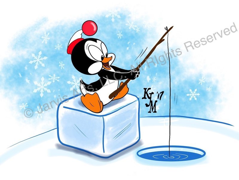 &quot;Chilly&quot; Friend Cartoon Penguin Limited Edition Print